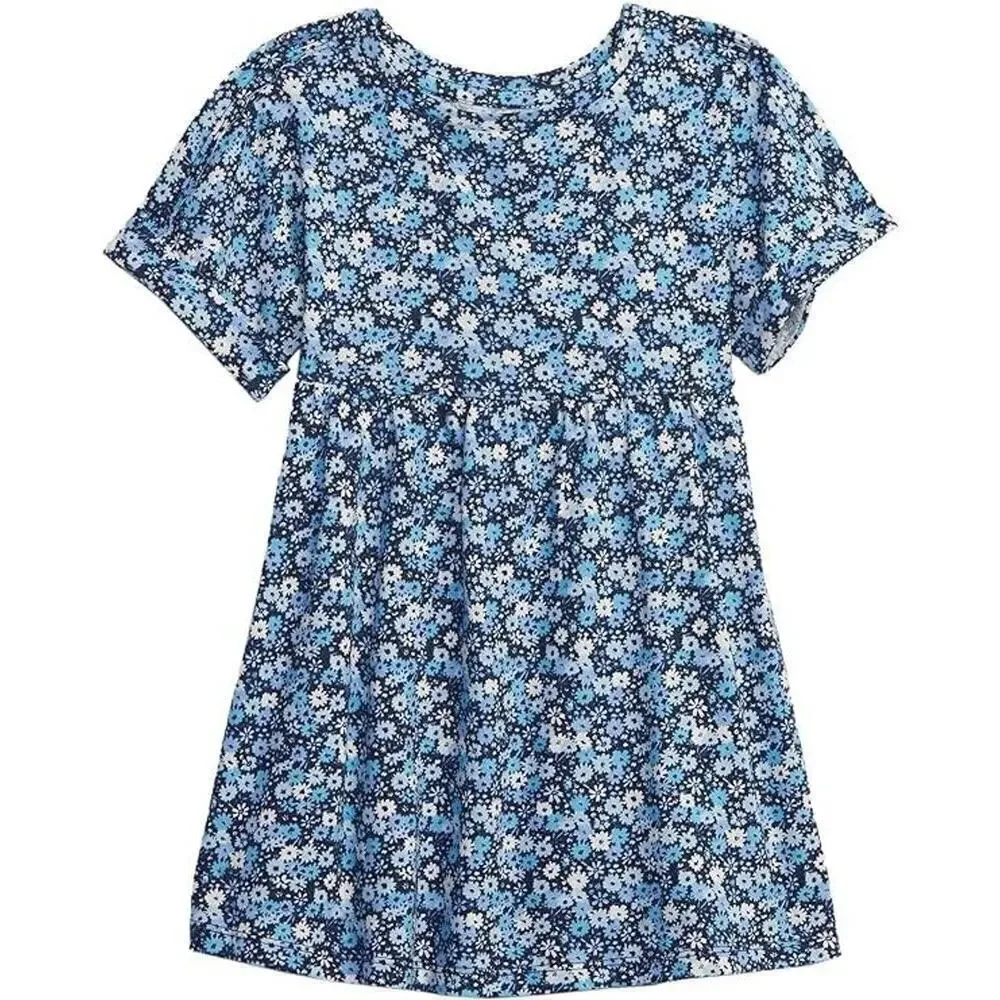NWT GAP Baby Girls Skater Dress Blue Floral Size 0-3 Mos